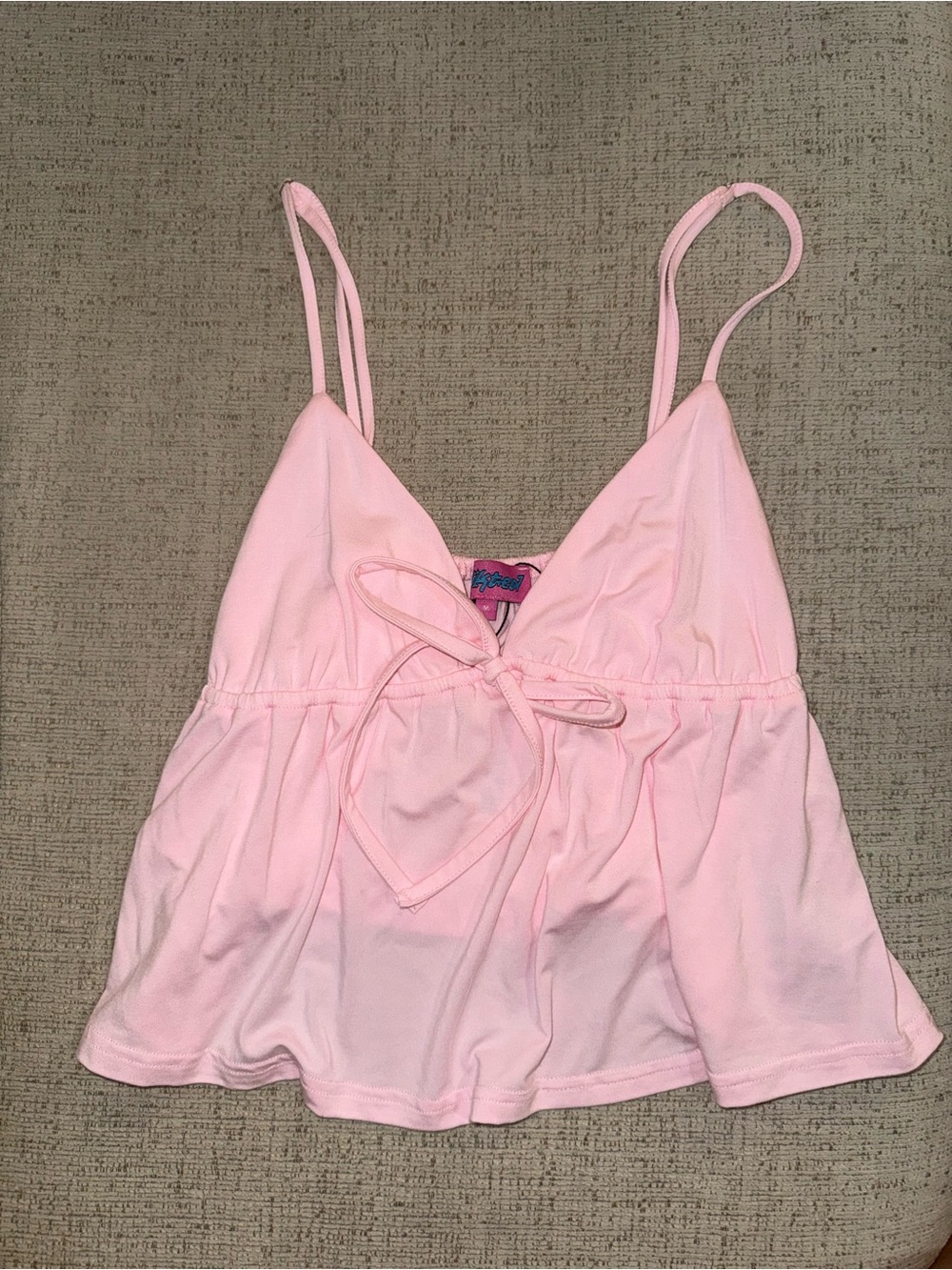 Edikted Light Pink V-Neck Spaghetti Strap Top